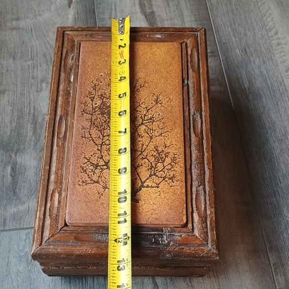 Vintage Wooden Jewelry Box with Tree Design Treasure Box - Picture 6 of 12